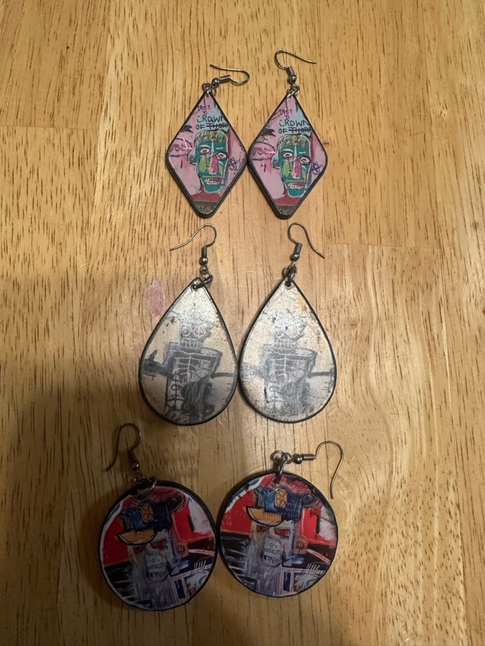 Jean Michel Basquiat Graphic Hook Earrings